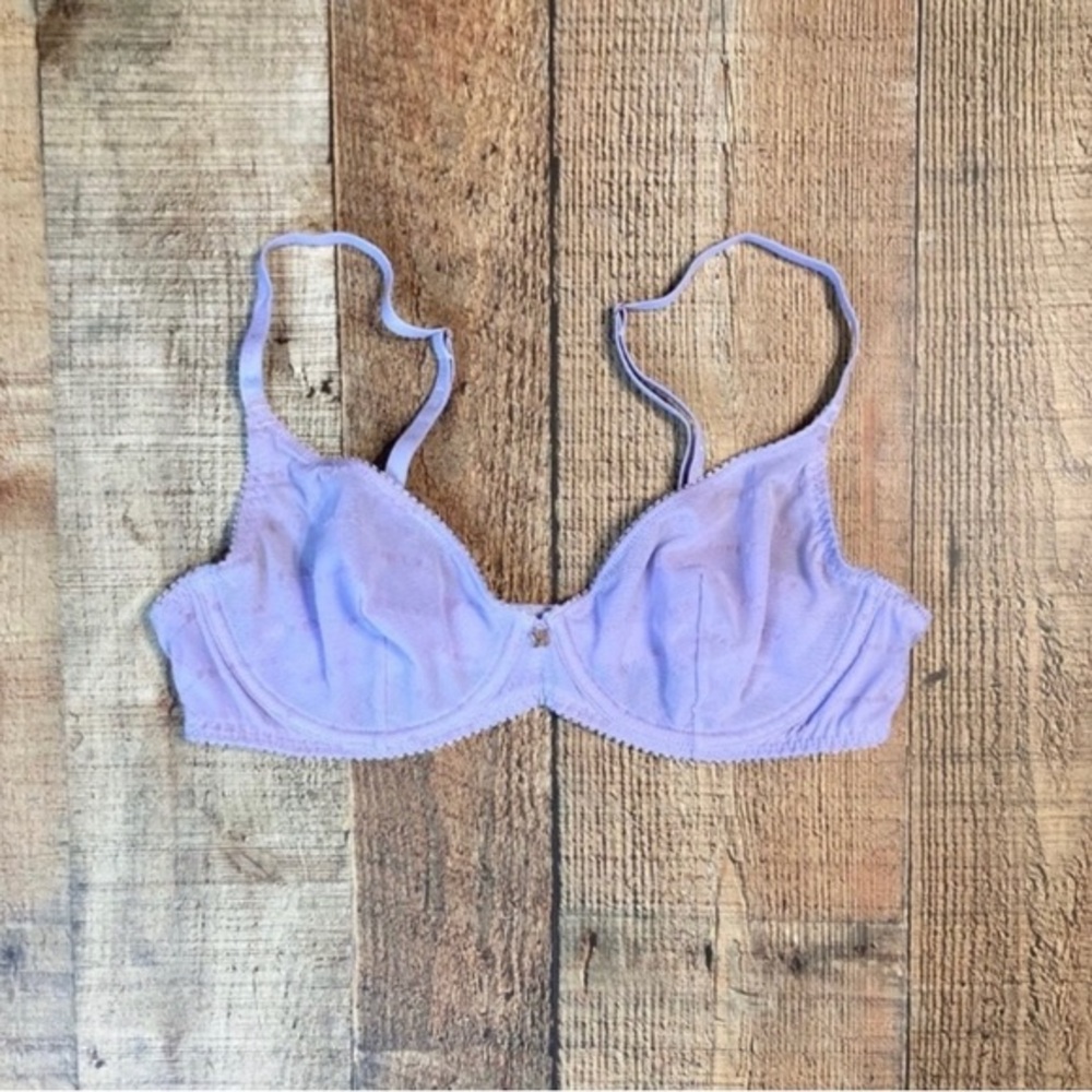 Savage X Fenty Lavender Purple‎ Mesh Swiss Dot Unlined Underwire Bra 36B